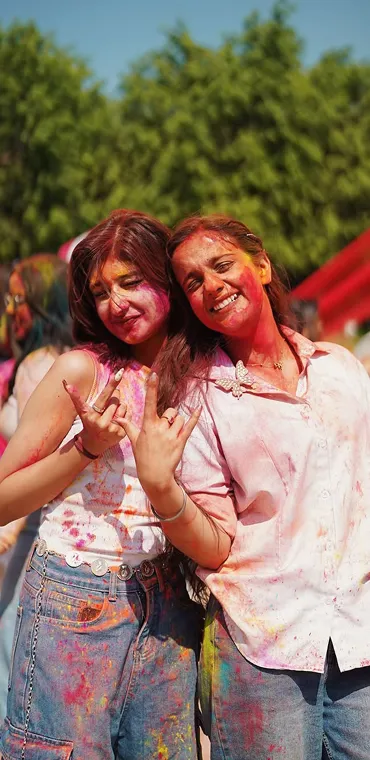 Students celebrating Holi festival at LPU