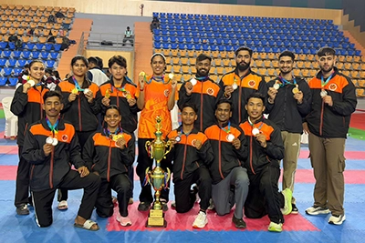 LPU karate teams won both men’s and women’s championships at the All India Inter University event, securing 6 gold, 3 silver, and 1 bronze. Gold medalists Alisha, Arradhya, Vaibhav Walia, and John Sangdo led the historic victory.