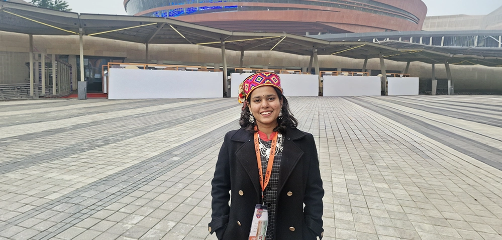 Student Jahnavi Dangeti at the Apollo astronaut geology training site in Iceland
